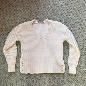 Everlane 100% cotton chunky cream v neck sweater XS
